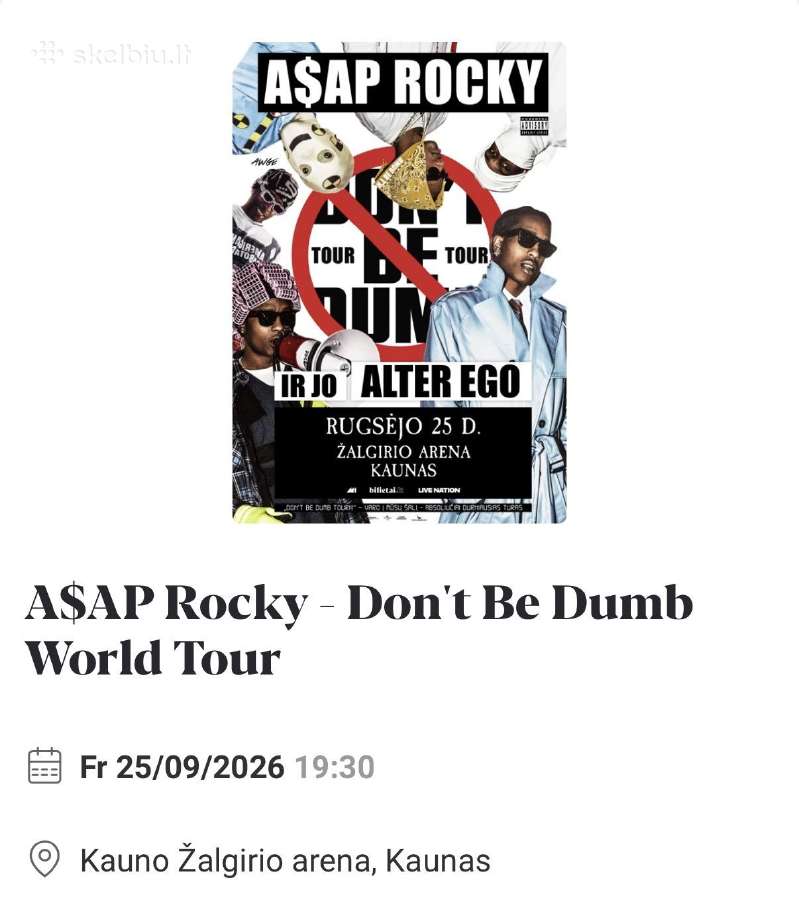 Asap Rocky bilietas