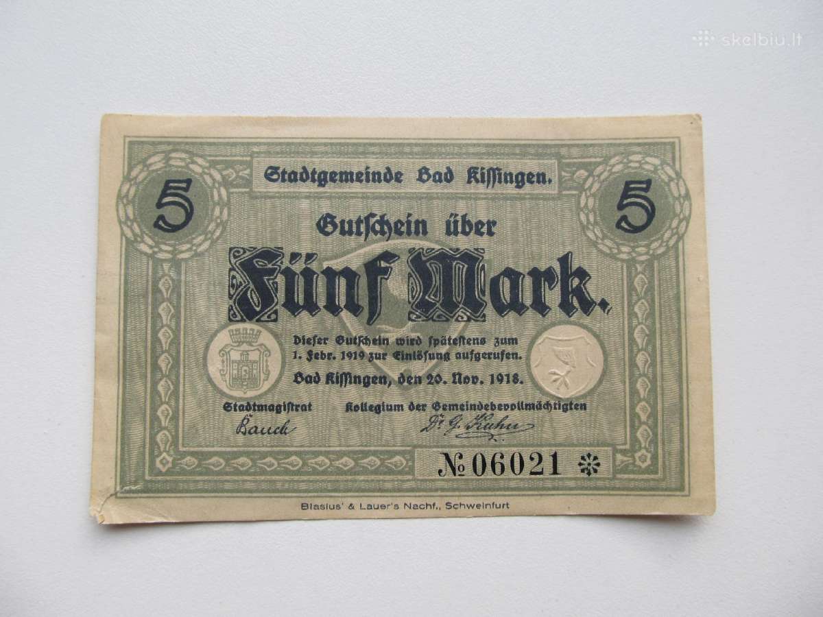 5 markės , Bad Kissingen Vokietija , 1918
