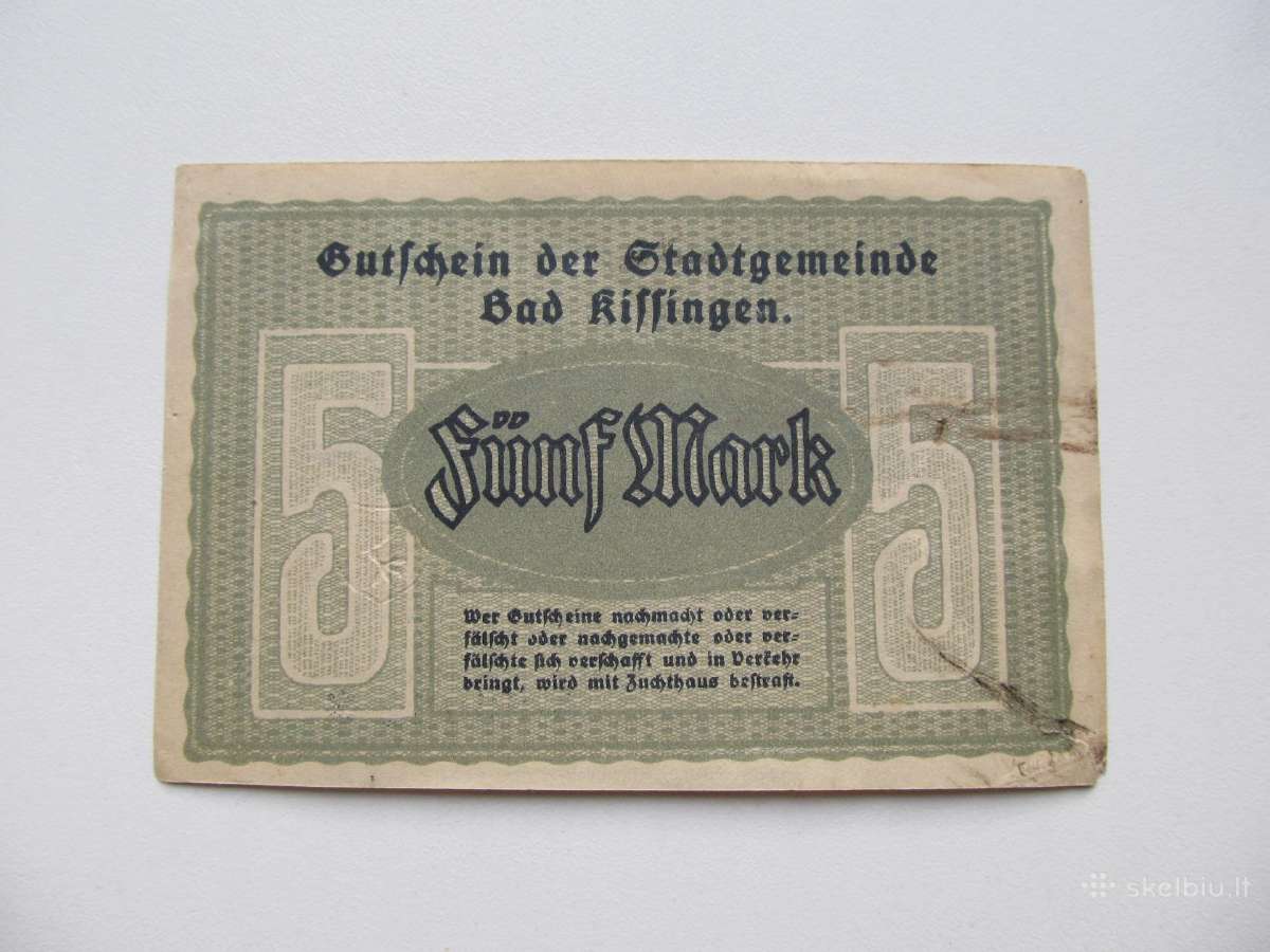 5 markės , Bad Kissingen Vokietija , 1918 - nuotraukos Nr. 2