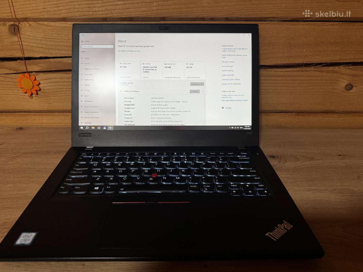 Parduodu lenovo thinkpad t480 40gb RAM 250gb SSD - nuotraukos Nr. 2