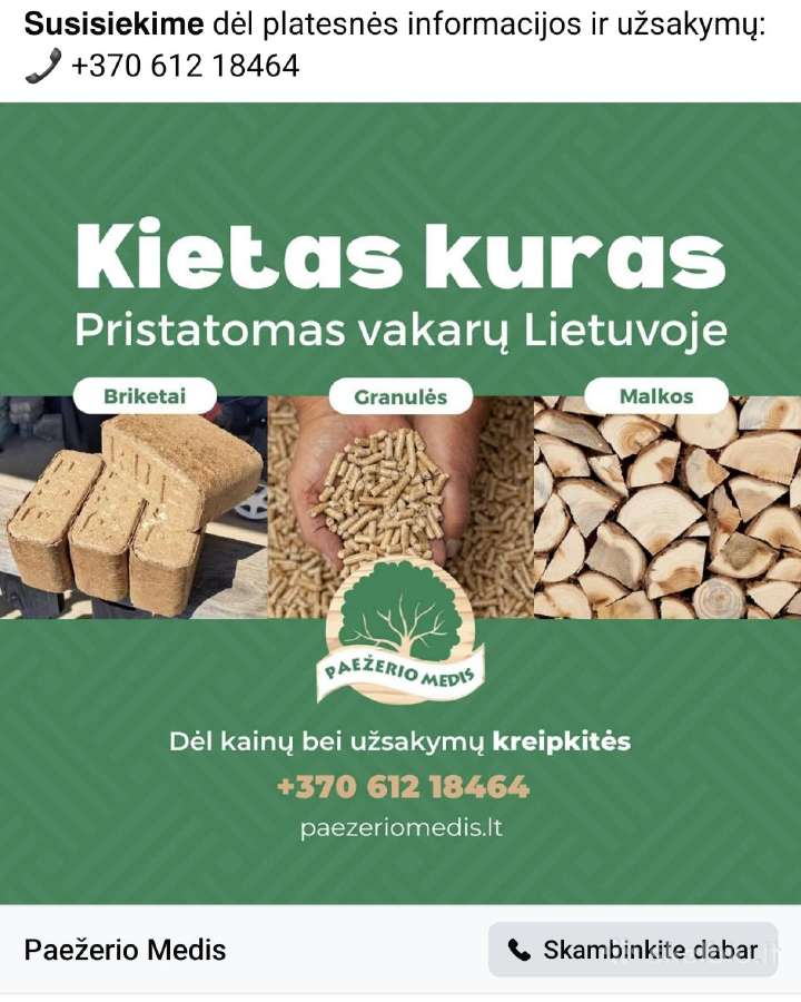 Briketai,malkos,granulės