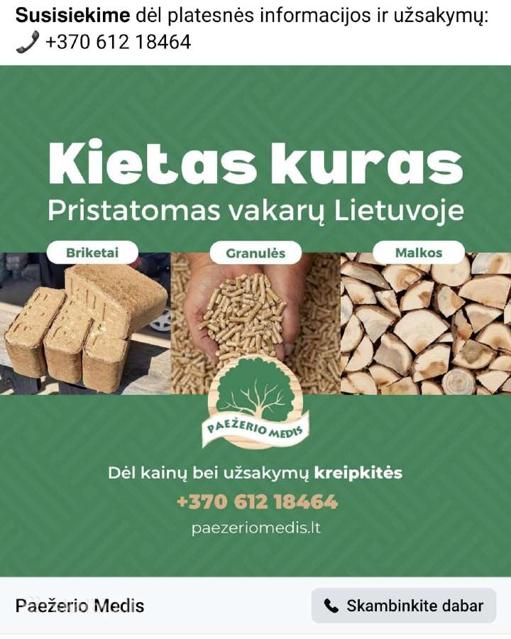 Pjuvenų briketai, granulės