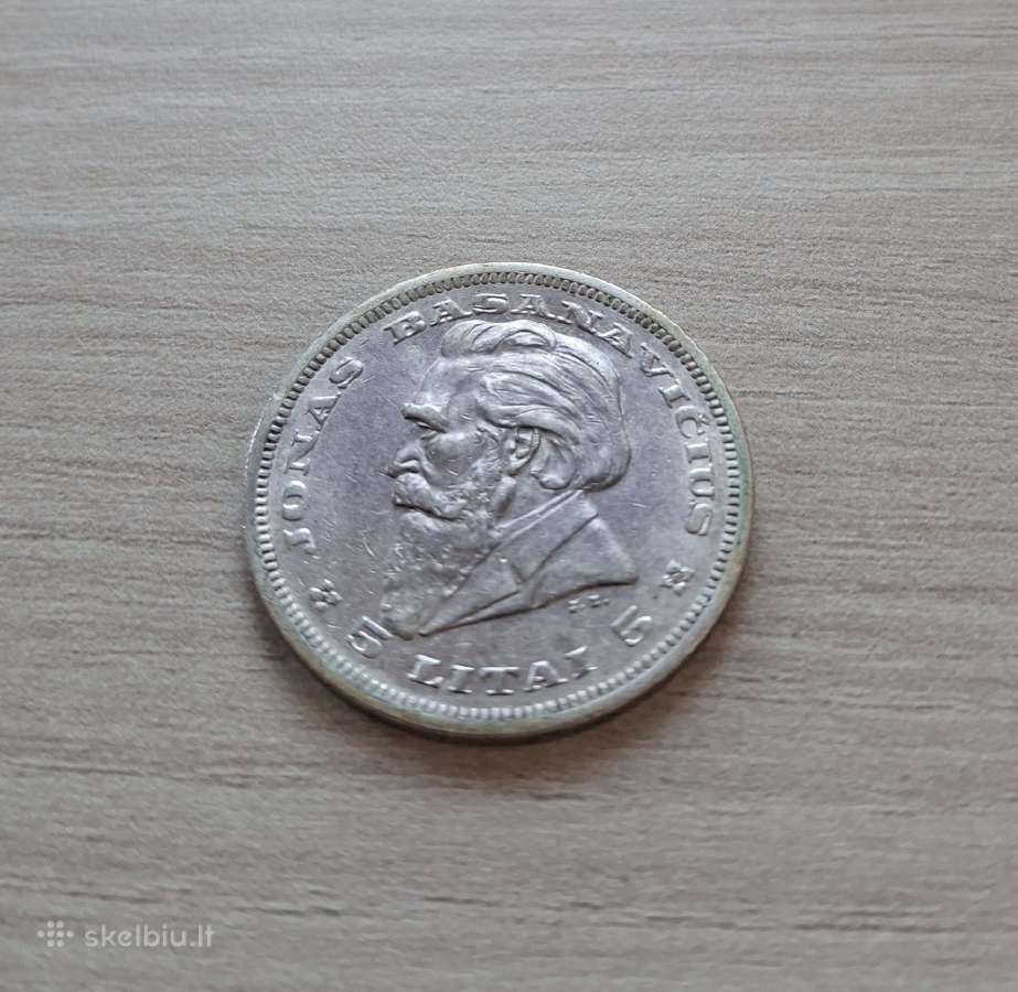 1936m. Basanavičius 5 litai sidabrinė moneta