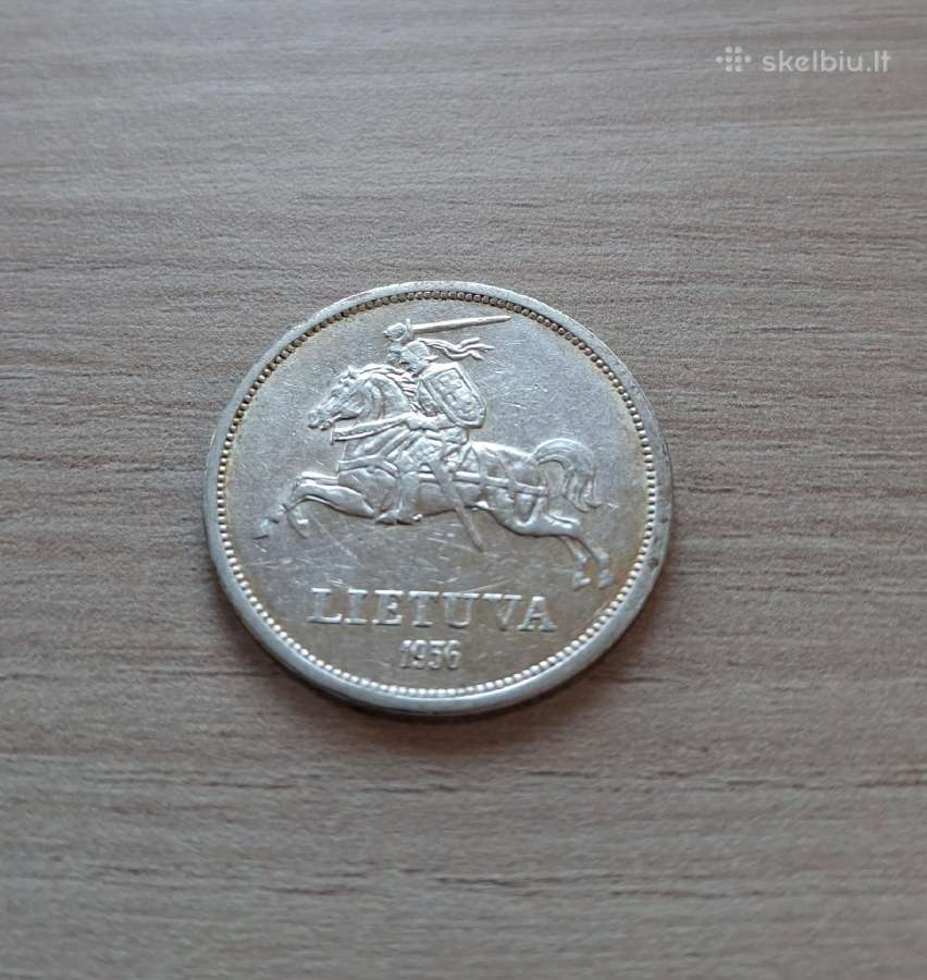 1936m. Basanavičius 5 litai sidabrinė moneta - nuotraukos Nr. 2