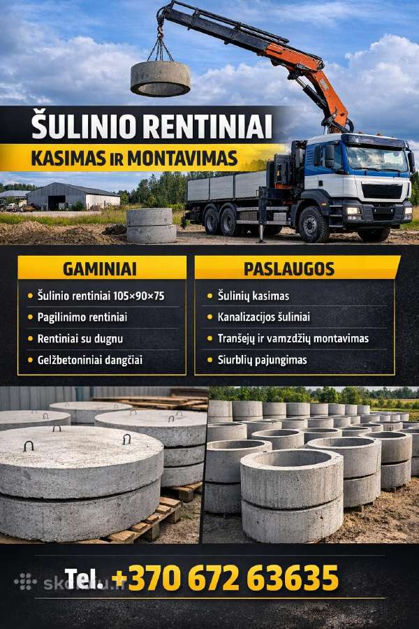 Šulinio ir kanalizacijos žiedai bei dangčiai