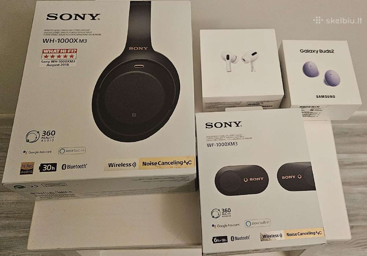 Sony Wh Xm3, Airpods Pro, Buds 2 Pro Originalai