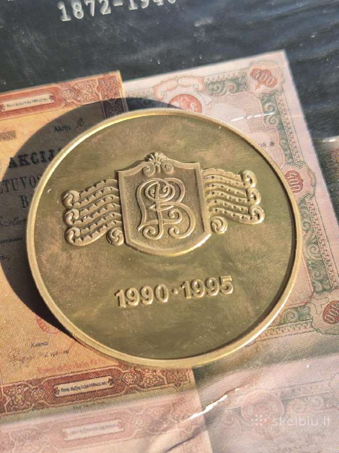 Lietuvos bankas stalo medalis 1990 - 1995 - nuotraukos Nr. 2