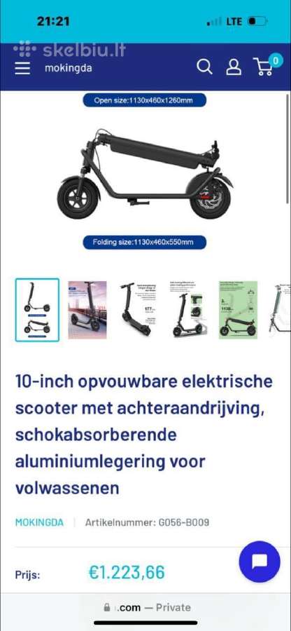 Sulankstomas elektrinis paspirtukas scooteris