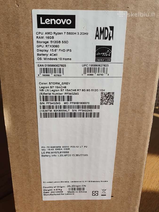 Lenovo Legion Slim 7 40gb RAM 1,9kg - nuotraukos Nr. 11