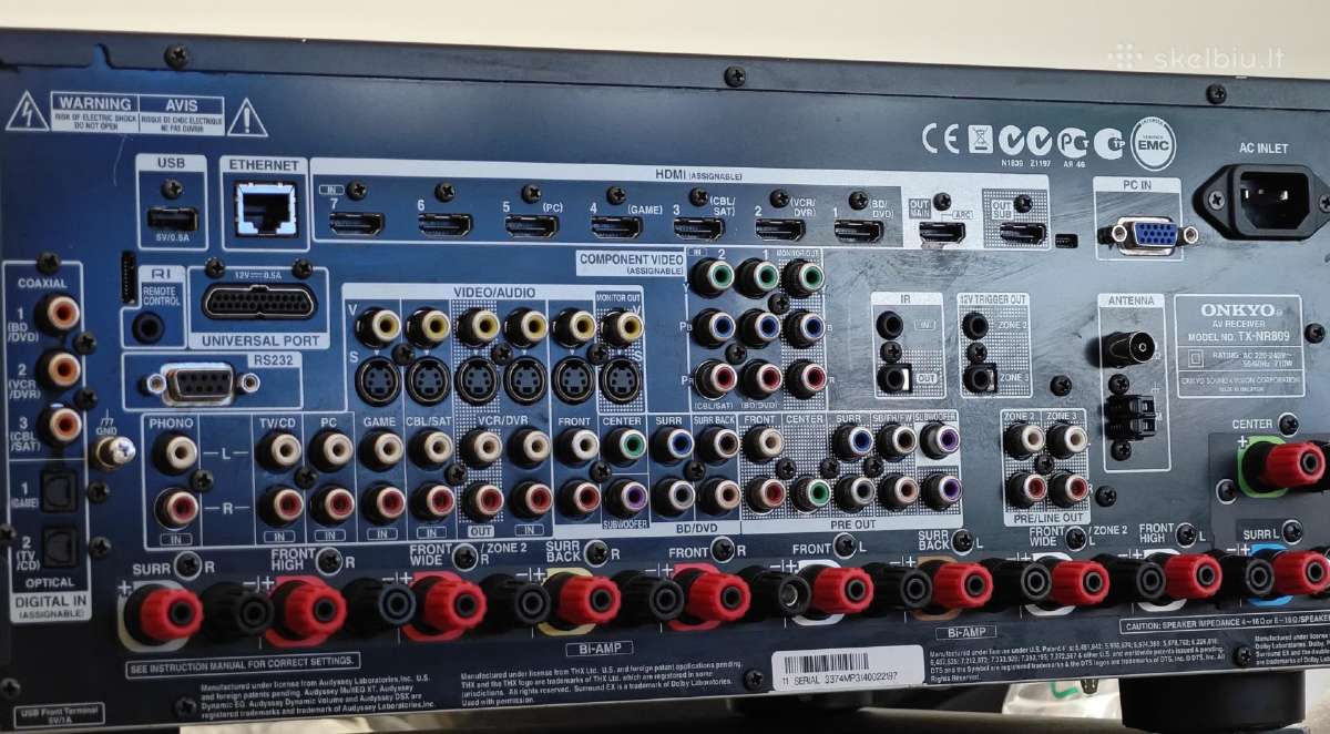 Onkyo tx nr809 puikios būklės labai galingas - nuotraukos Nr. 4