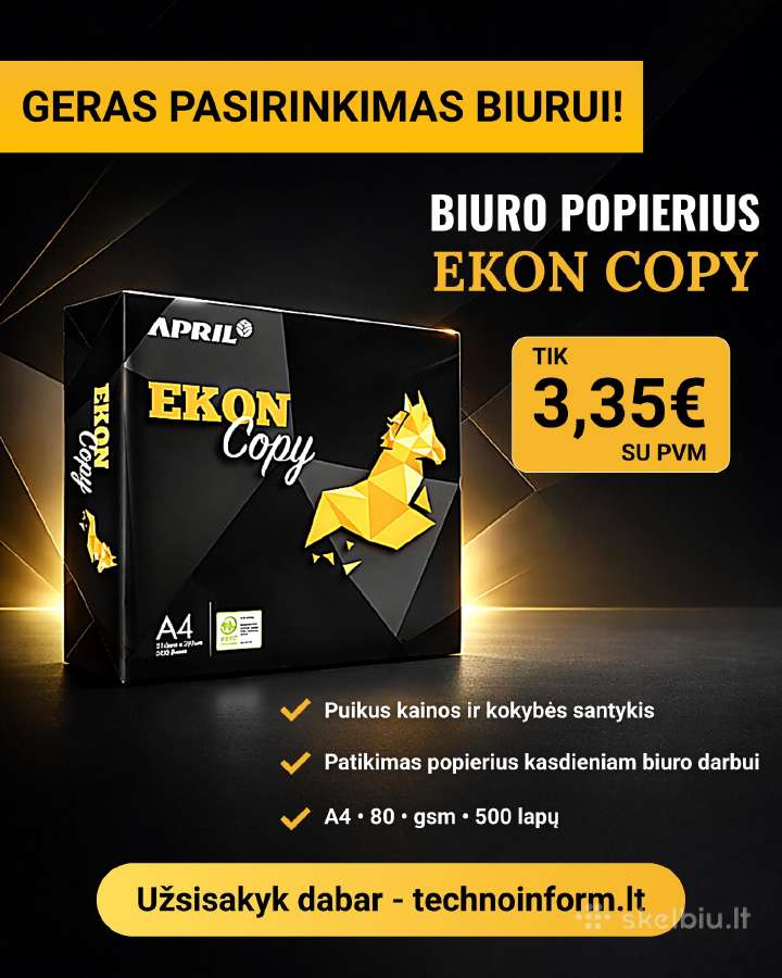 Biuro kopijavimo popierius Ekon Copy, A4, 80 gsm,