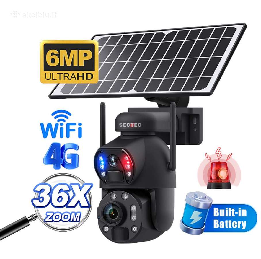 Kamera su saulės panele 4G Sim su Optiniu 36x