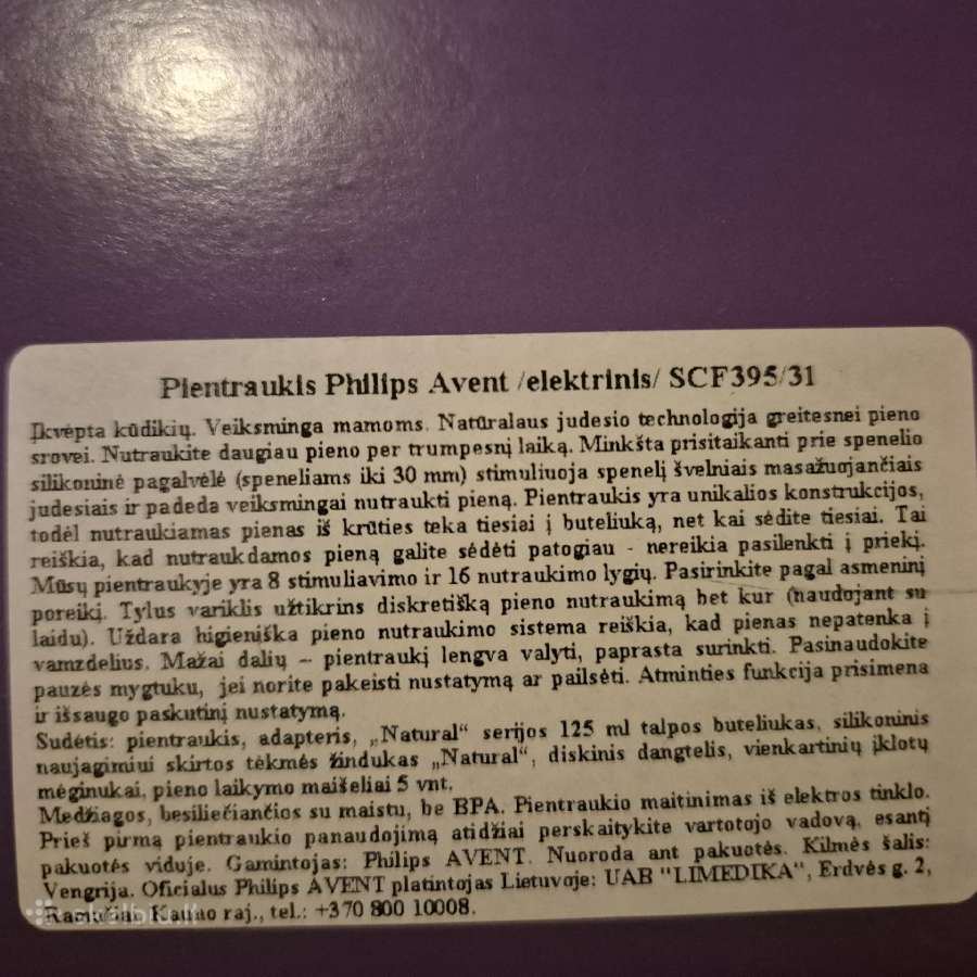 Philips avent elektrinis pientraukis - nuotraukos Nr. 2