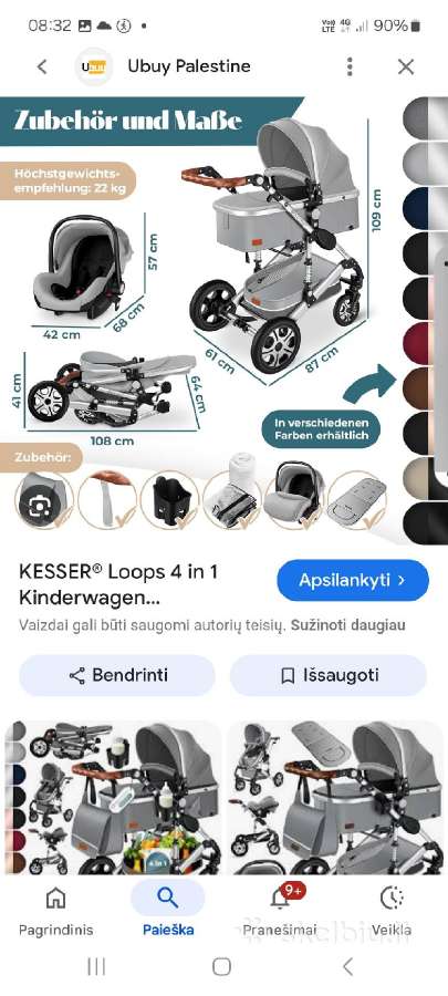 Vežimėlis vaikams 3 in 1 - nuotraukos Nr. 2