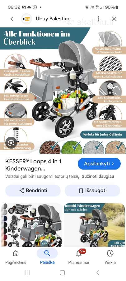 Vežimėlis vaikams 3 in 1