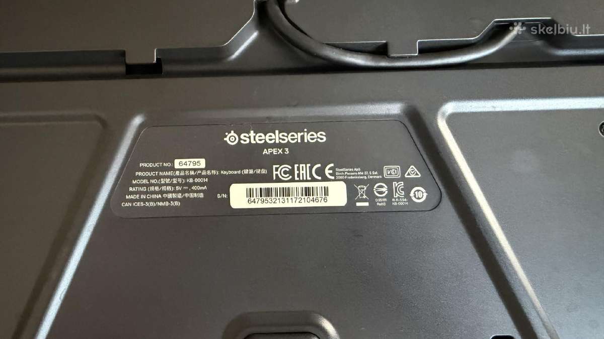 Klaviatūra Steelseries Apex 3 - nuotraukos Nr. 3