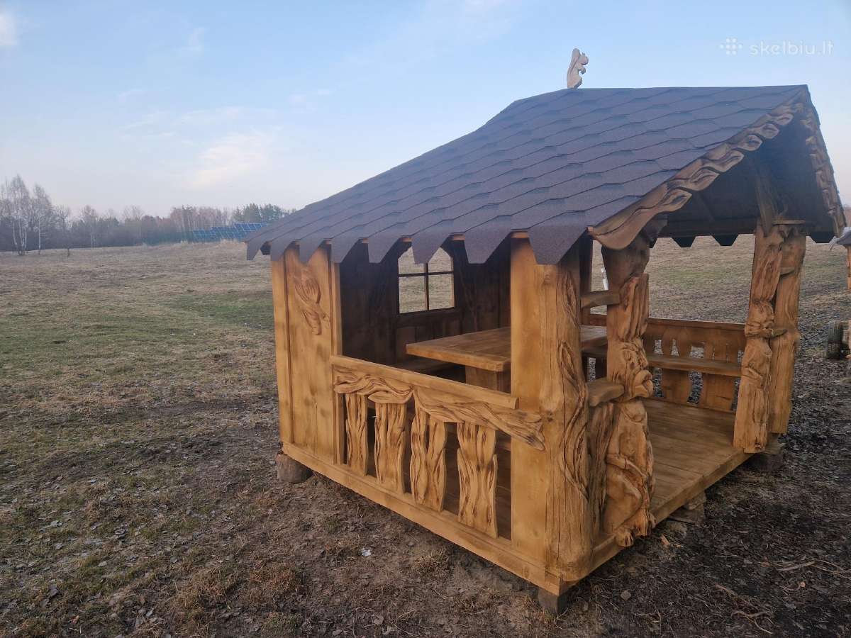 Pavėsinės,šulinio apdaila,mediniai liūtai,paukšiai - nuotraukos Nr. 28