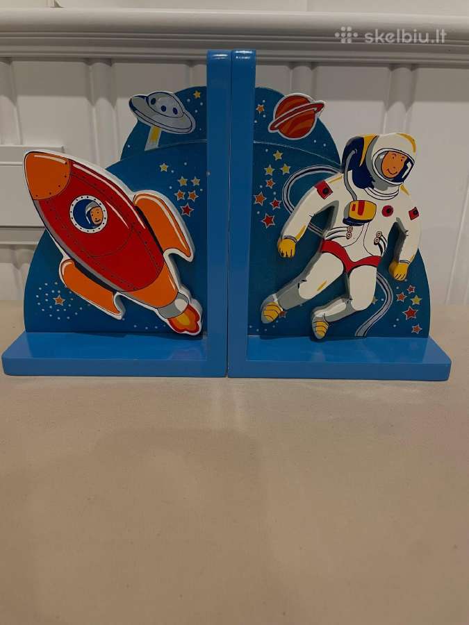 Vintage Astronaut and Rocket Scandinavian Bookends - nuotraukos Nr. 3