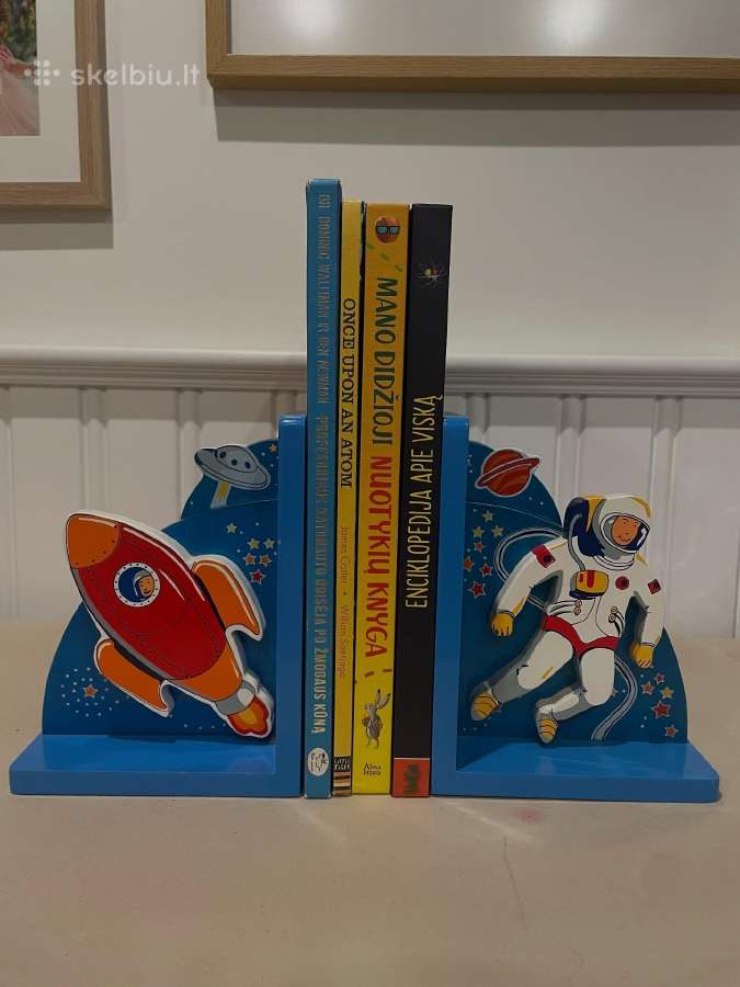 Vintage Astronaut and Rocket Scandinavian Bookends