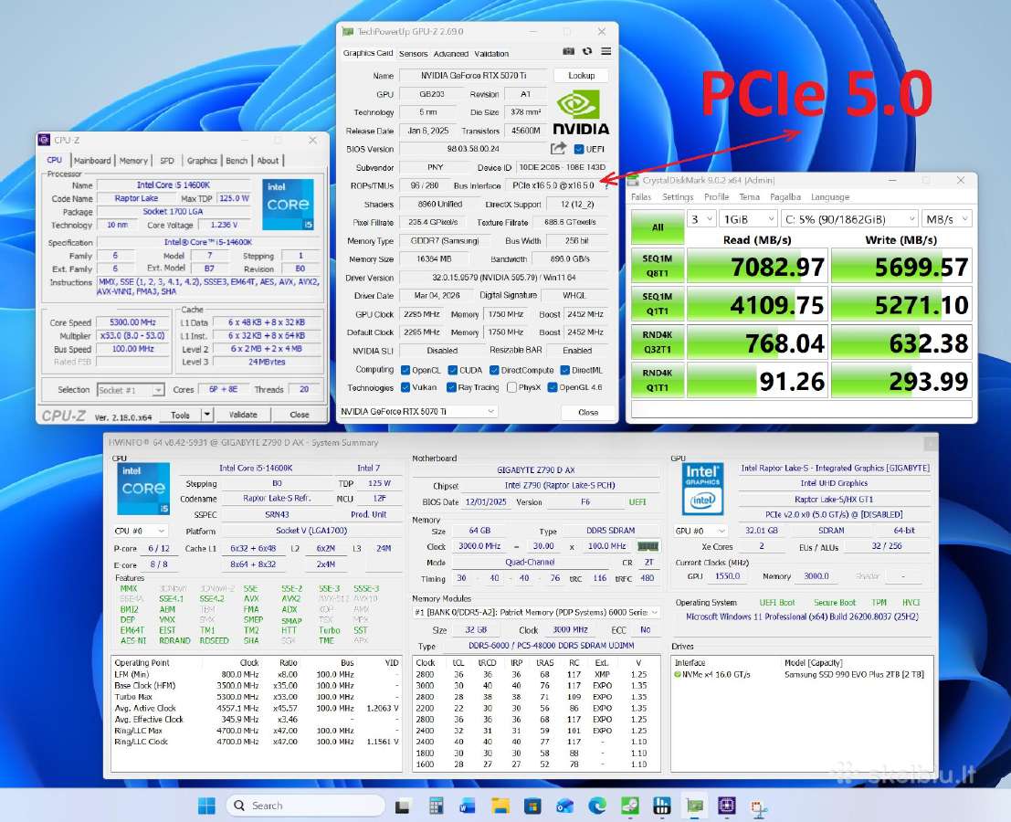 Intel 14600k, 64gb/ddr5, 5070ti/16gb, SSD/2tb, Wf+ - nuotraukos Nr. 9