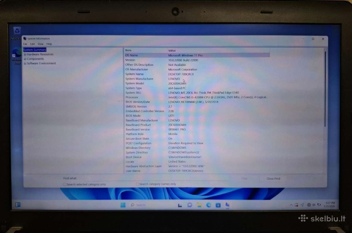 Lenovo Thinkpad Edge E540 nešiojamas kompiuteris - nuotraukos Nr. 5