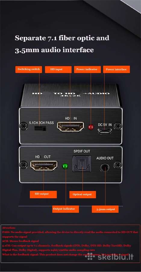 Hdmi audio extractor (Spdif, analog) - nuotraukos Nr. 3