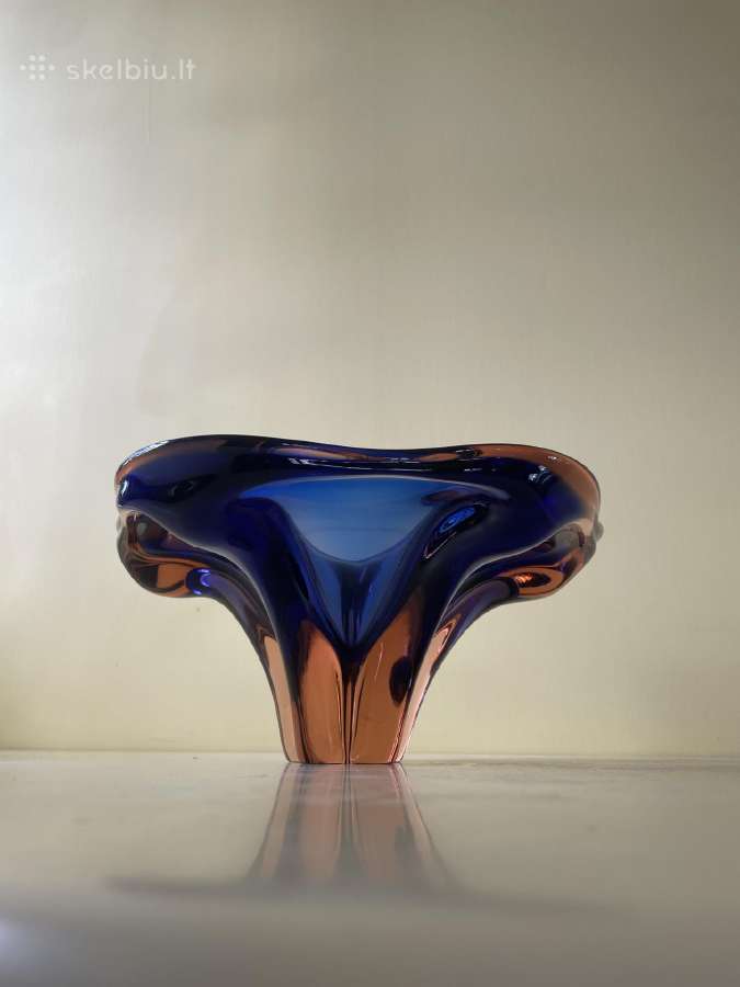 Vintage Czech Bohemia Art Glass dekoratyvinė vaza - nuotraukos Nr. 3