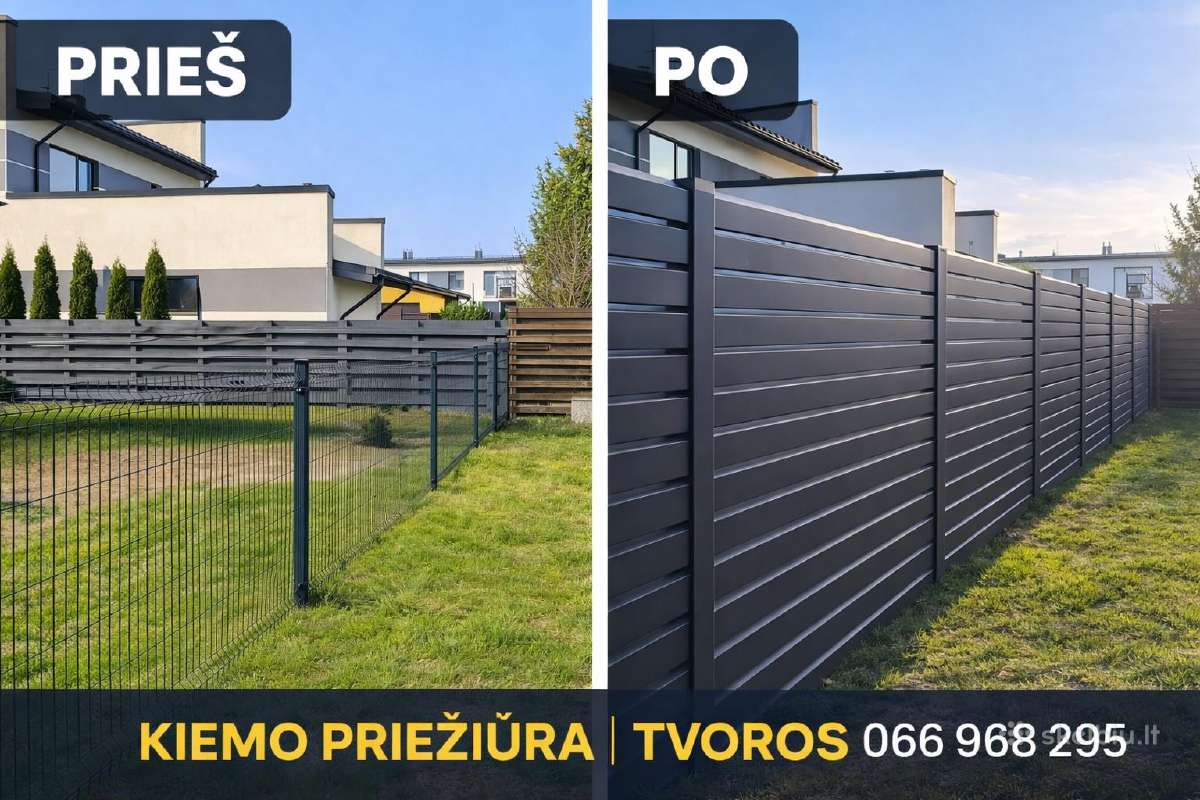 Tvorų, stulpų,montavimas, skardines/rombo tvoros