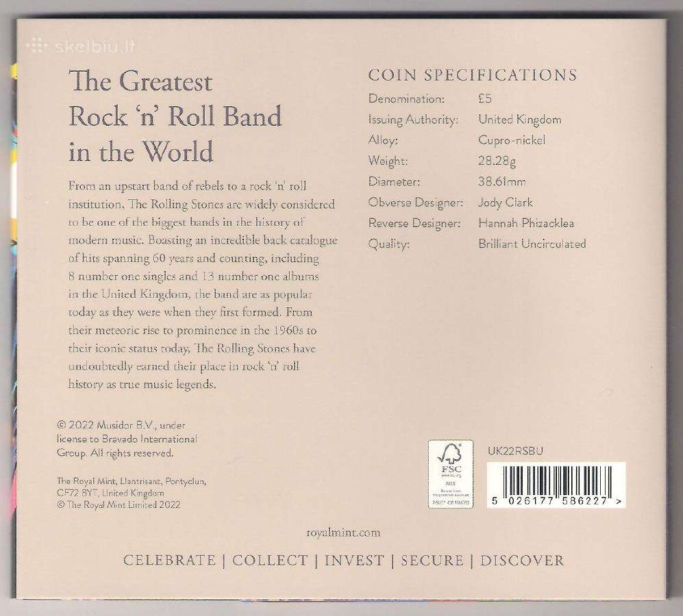 Muzikos legendos - Rolling Stones 2022 Jk 5£ Bu - nuotraukos Nr. 2