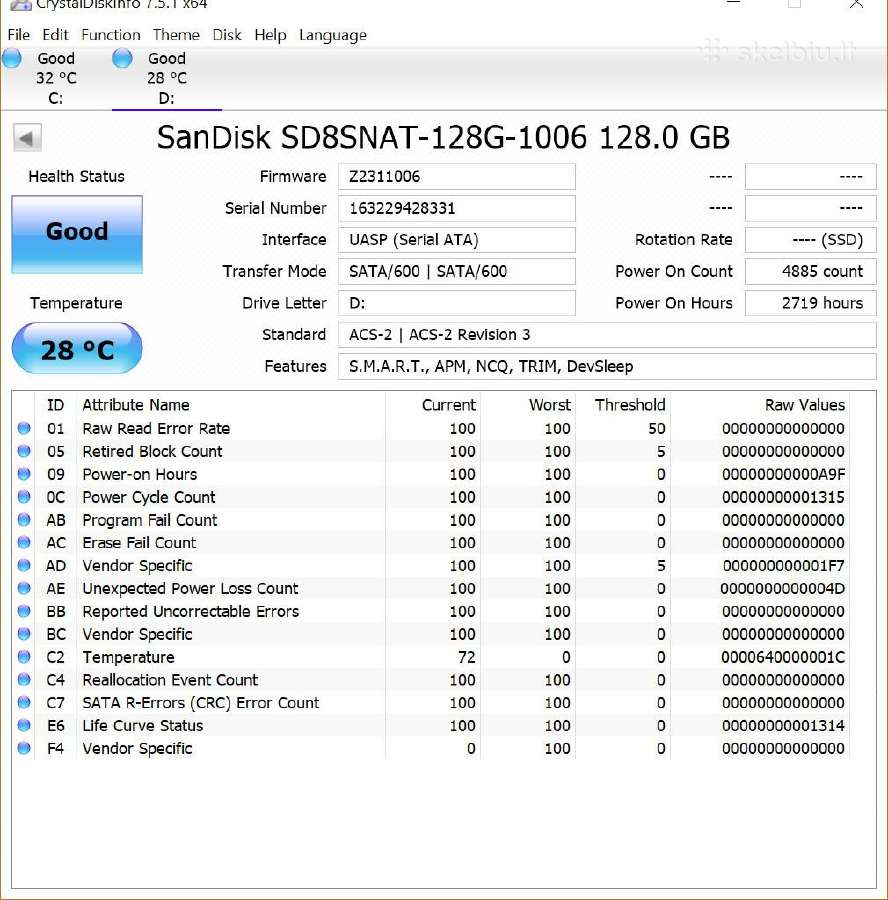 Naudoti M.2 SSD 128 - 256 GB talpos