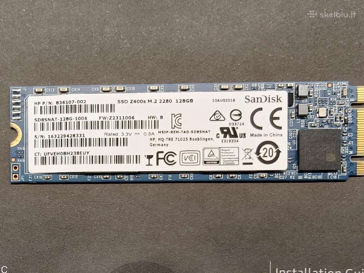 Naudoti M.2 SSD 128 GB talpos - nuotraukos Nr. 2