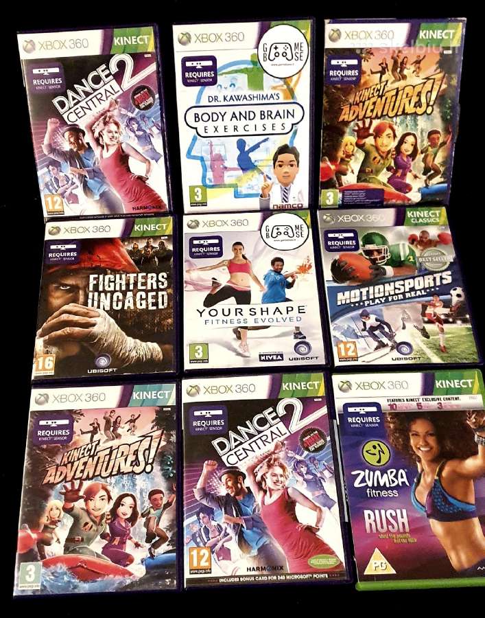 9 vnt. Xbox 360 Kinect žaidimų rinkinys