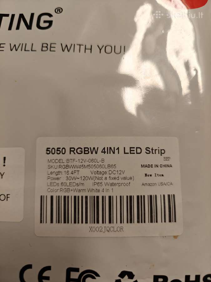 LED juost Rgbw 5050 5m 12v juoda Pcb ip65 - nuotraukos Nr. 4