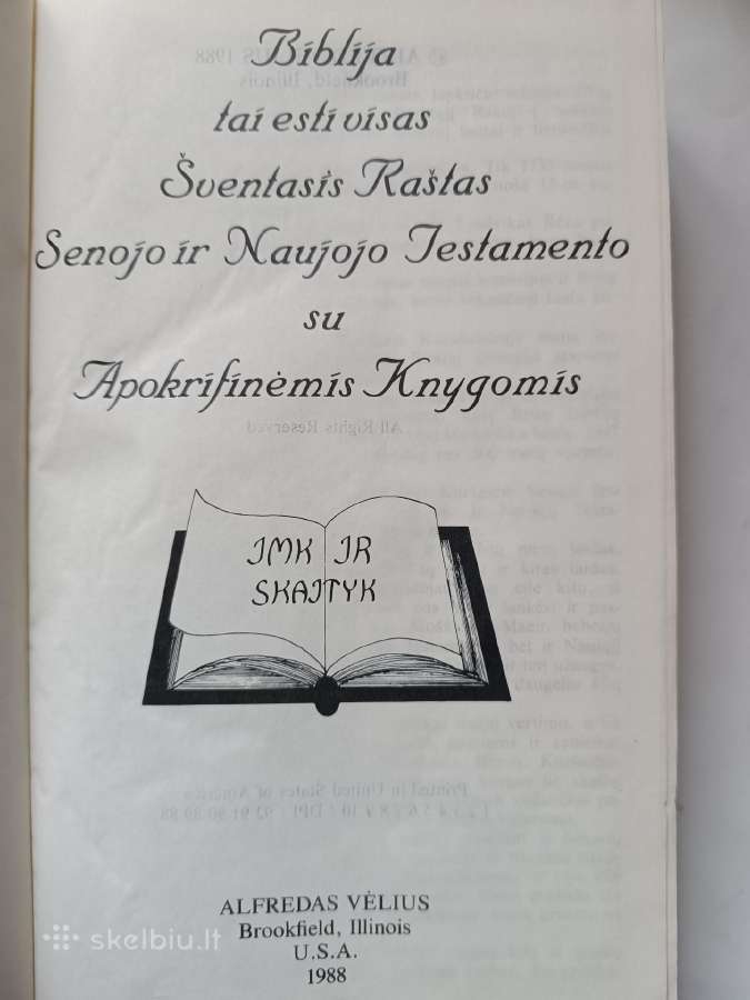 Šventasis Raštas. Biblija (A. Vėliaus vertimas) - nuotraukos Nr. 2