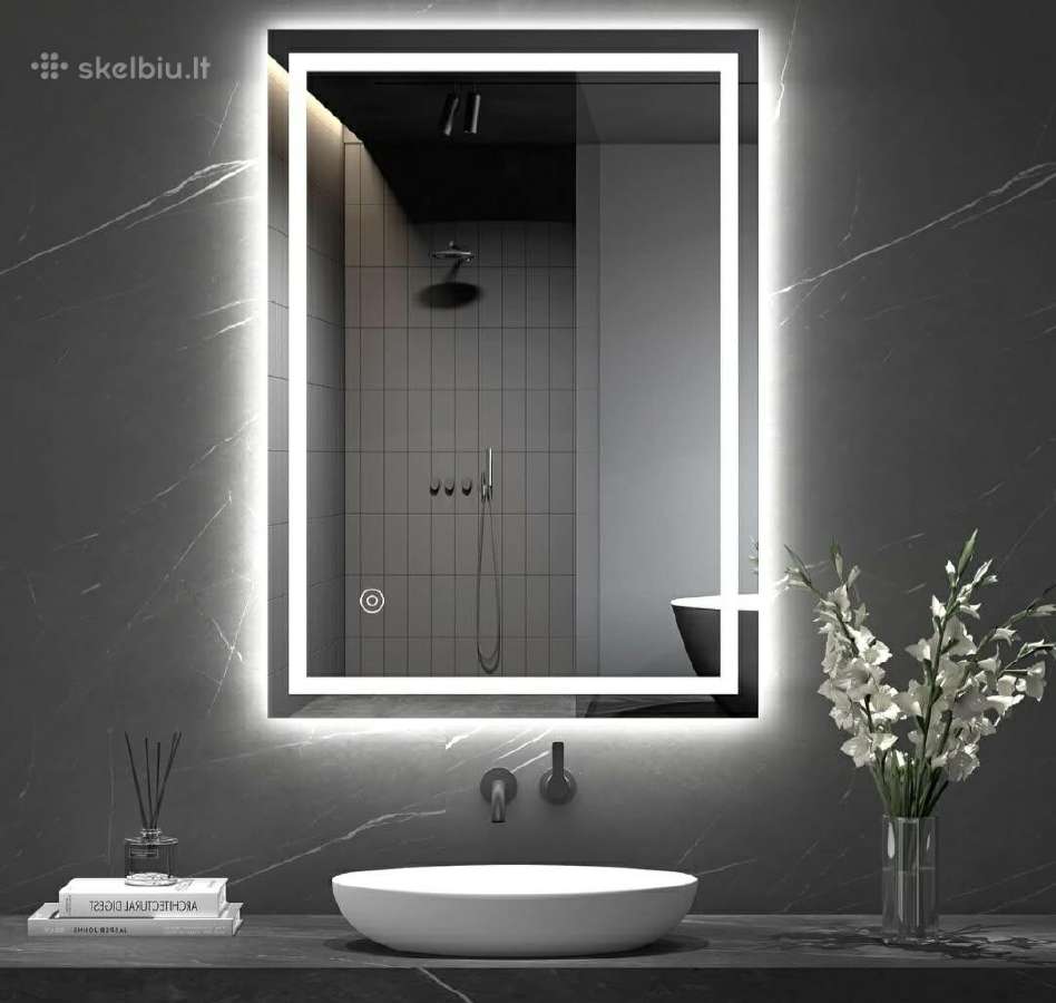 LED touch veidrodis 70x50 cm Šildomas