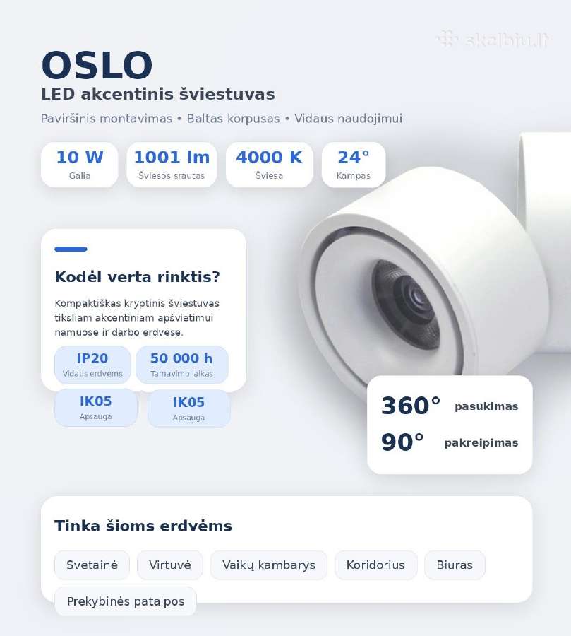 Kryptiniai šviestuvai Integruota LED