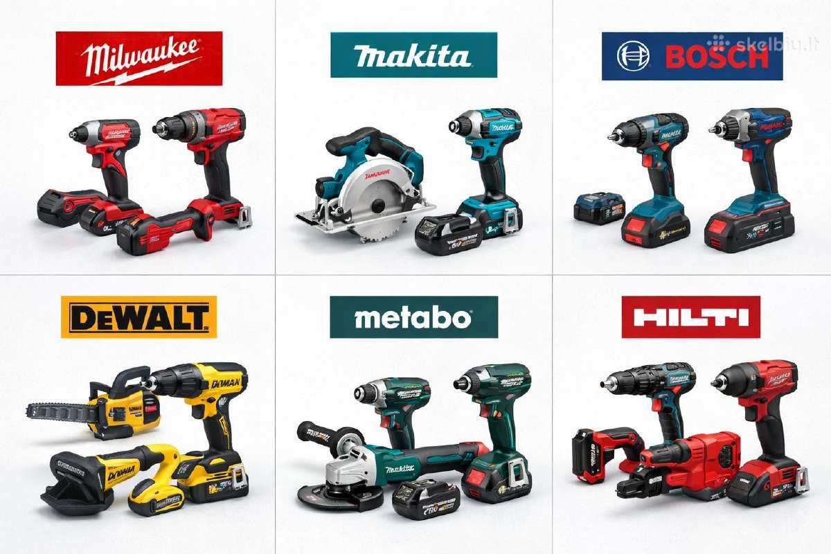 El. įrankių remontas Dewalt, Makita, Bosch, ir kt.