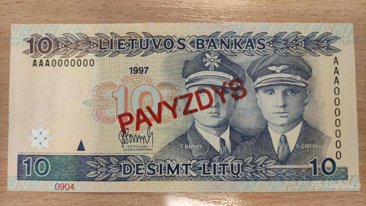 10 Litų 97 m. ir 93 m. banknotas