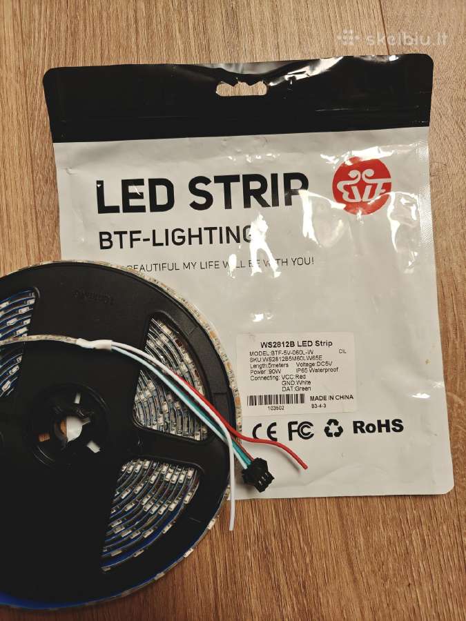 Ws2812b LED juosta adresuojama 5v 5m Ip65