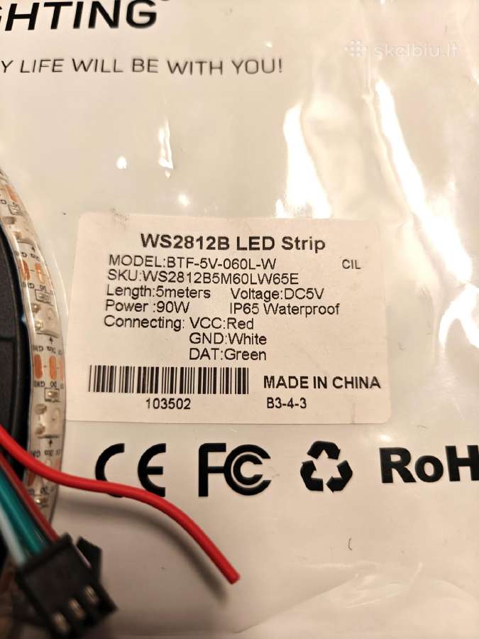 Ws2812b LED juosta adresuojama 5v 5m Ip65 - nuotraukos Nr. 4