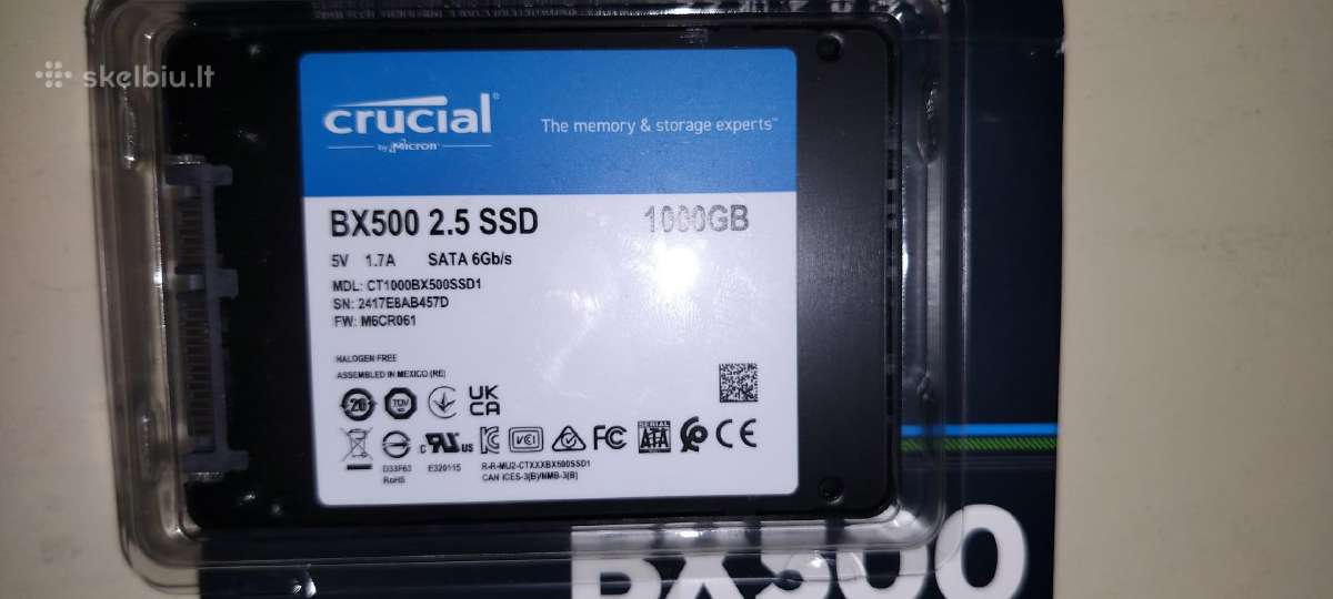 Kietasis diskas Crucial Bx-500 2.5 SSD 1000 GB