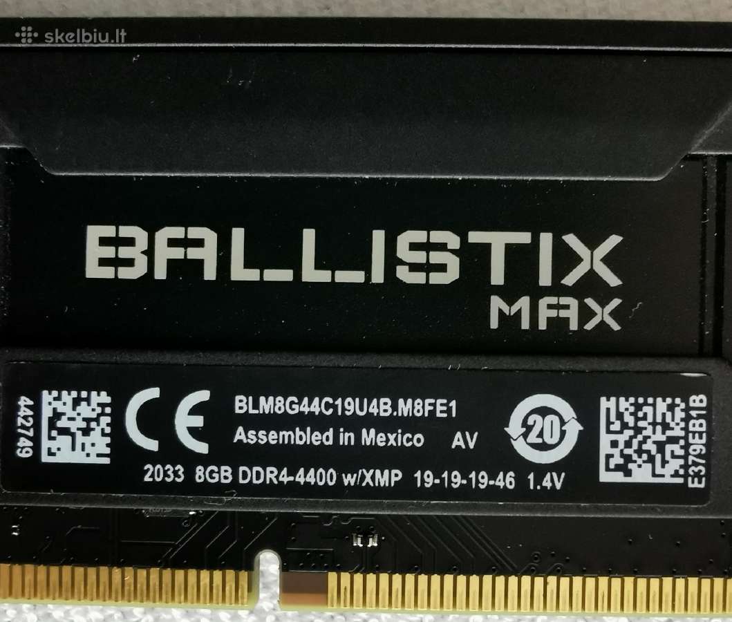 Ddr4 Crucial Ballistix Max 4400 2x8 Cl 19-19-19-46 - nuotraukos Nr. 2