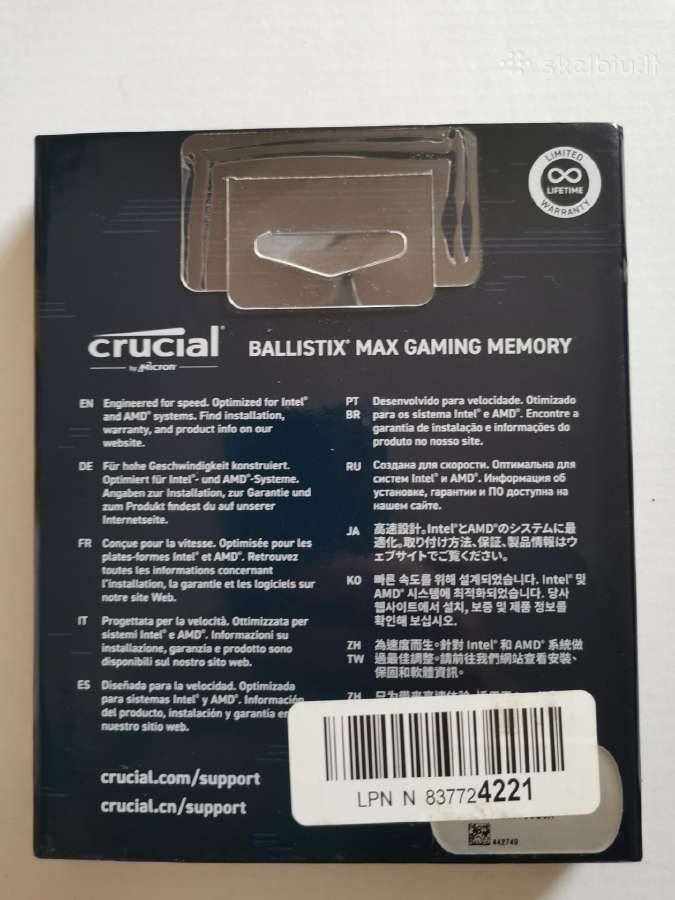 Ddr4 Crucial Ballistix Max 4400 2x8 Cl 19-19-19-46 - nuotraukos Nr. 4