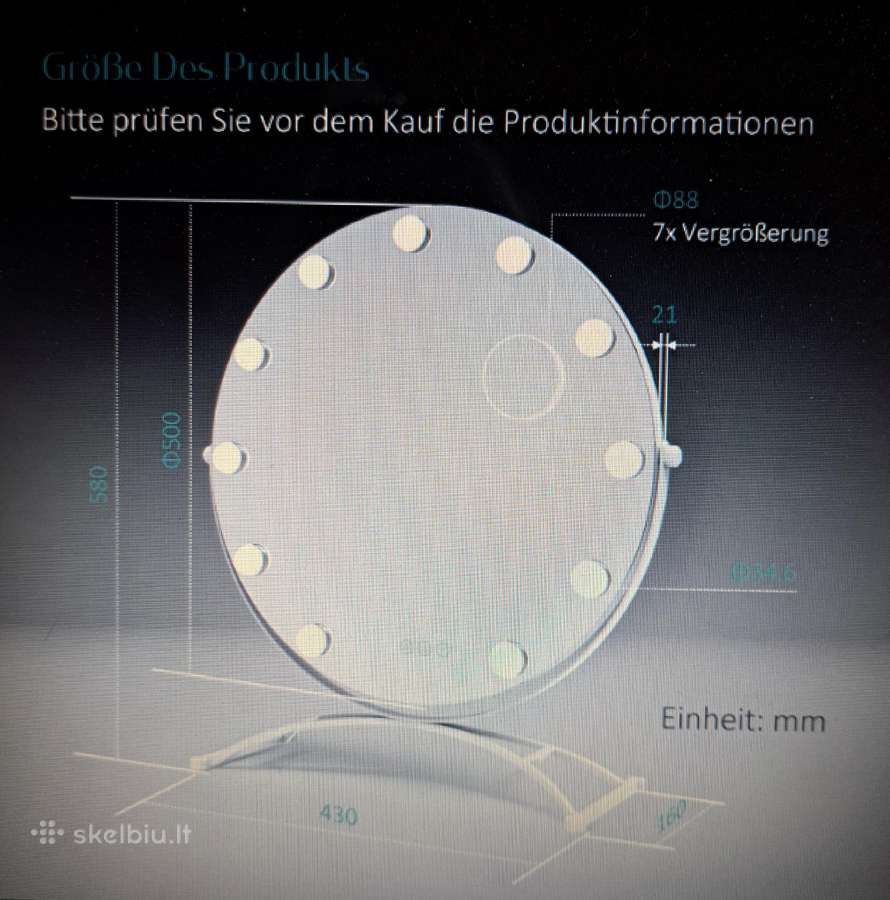 Naujas 50 cm. smart LED pastatomas veidrodis - nuotraukos Nr. 5