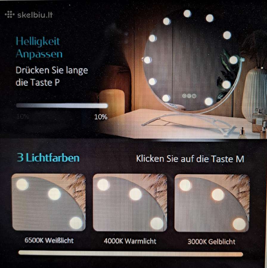 Naujas 50 cm. smart LED pastatomas veidrodis - nuotraukos Nr. 6