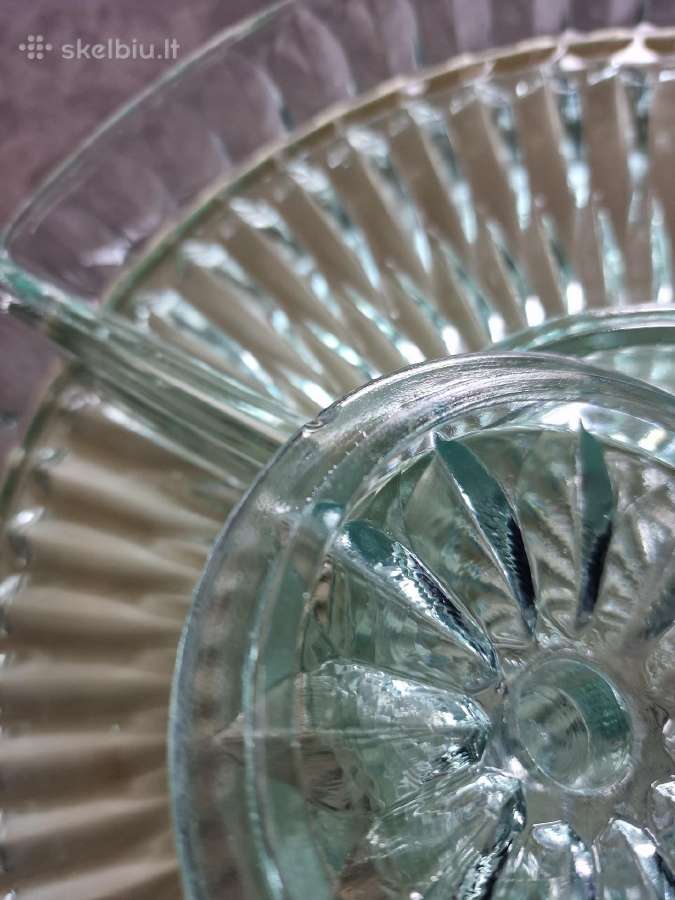 Vintažinis stiklo serviravimo rinkinys su pagrindu - nuotraukos Nr. 10