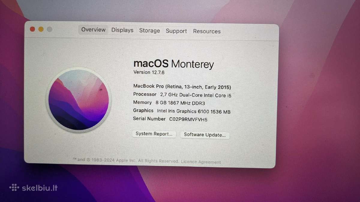 MacBook Pro early 2015 (Model A1502) - nuotraukos Nr. 3