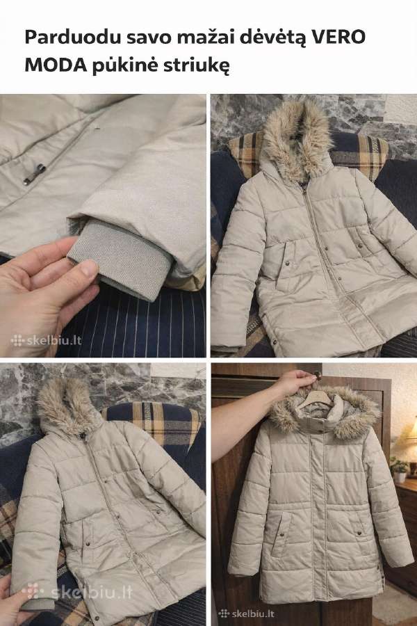 Vero Moda pūkinė striukė su kailiuku