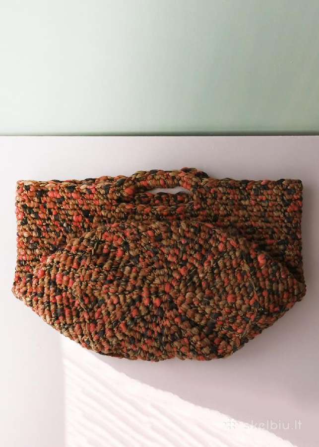 Rankų darbo didelis nertas krepšys, 25cm skersmuo - nuotraukos Nr. 7