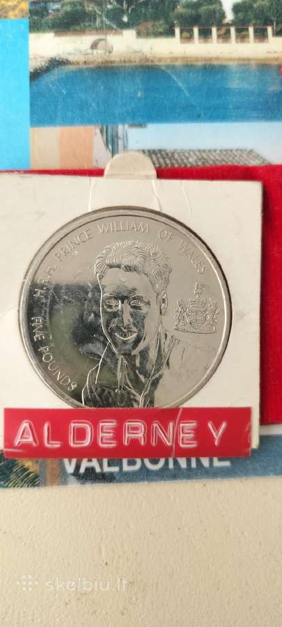 5 pounds Alderney moneta. Prince William of Wales